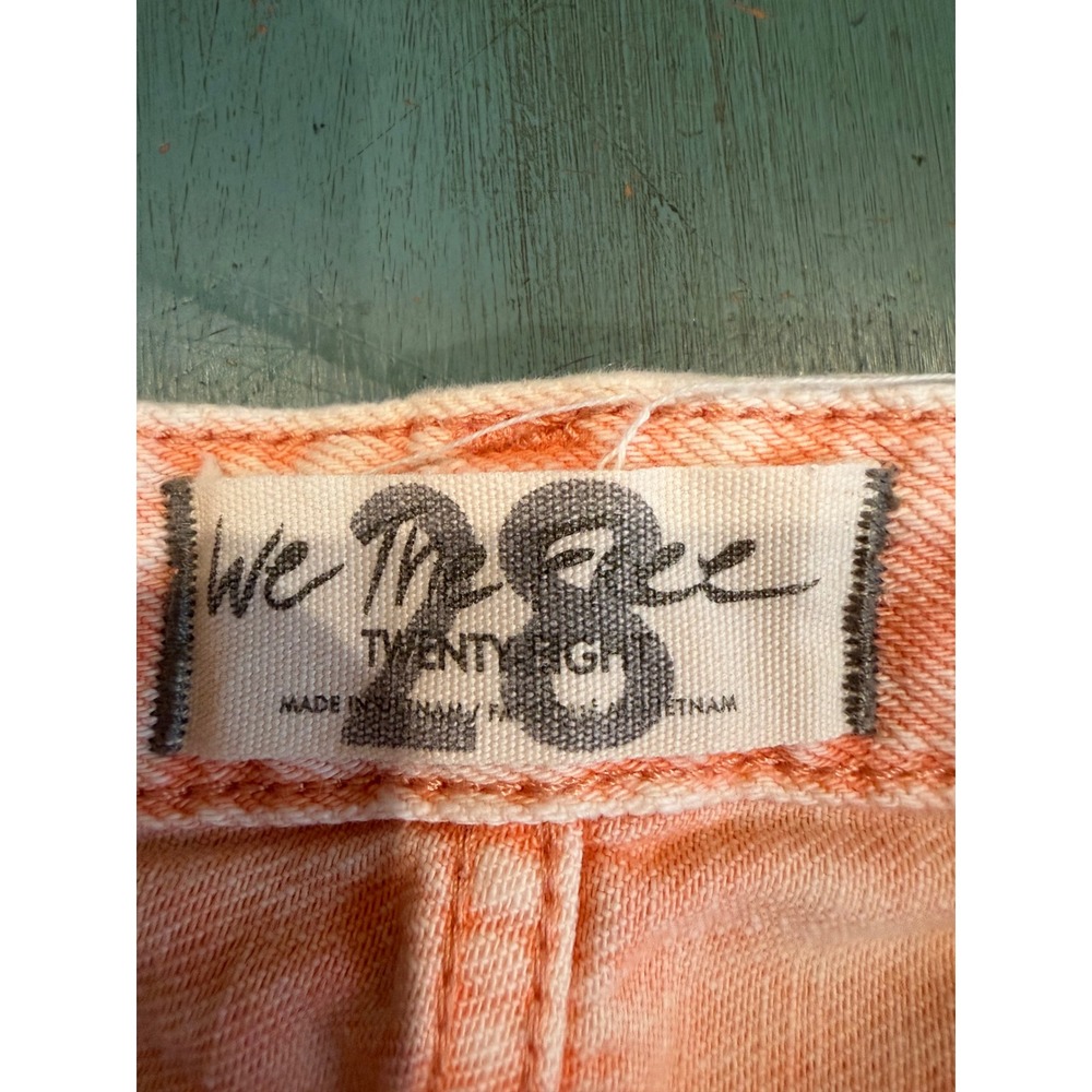 We The Free Free People Orange Acid Wash Denim Cut Off Shorts Size 28 OB1071936 - Picture 2 of 8